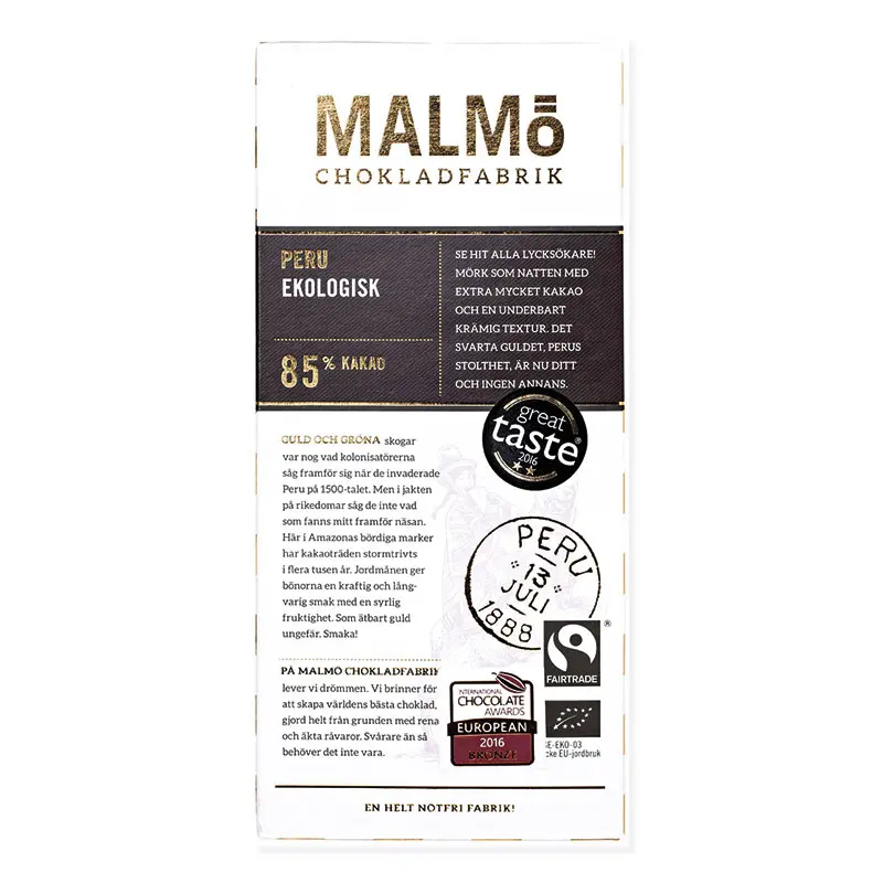 Malmö Chokladfabrik Peru 85% EKO 80g