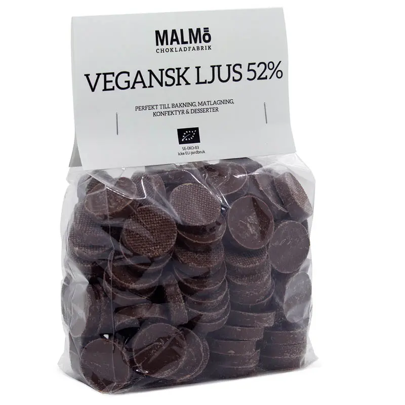 Malmö Chokladfabrik Vegansk Ljus Choklad 48% EKO 1Kg