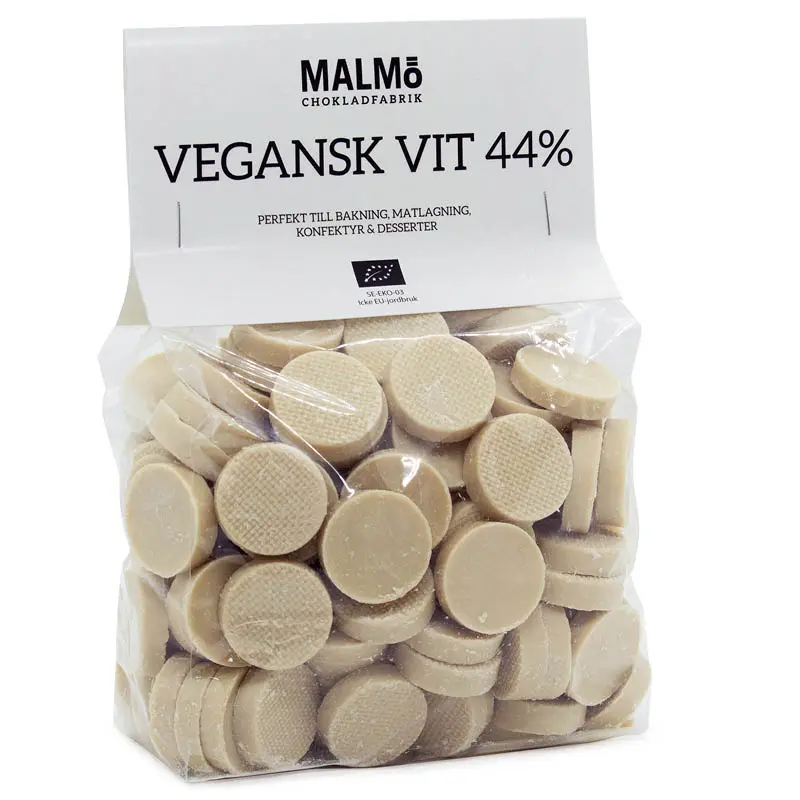 Malmö Chokladfabrik Vegansk Vit Choklad 40% EKO 1Kg
