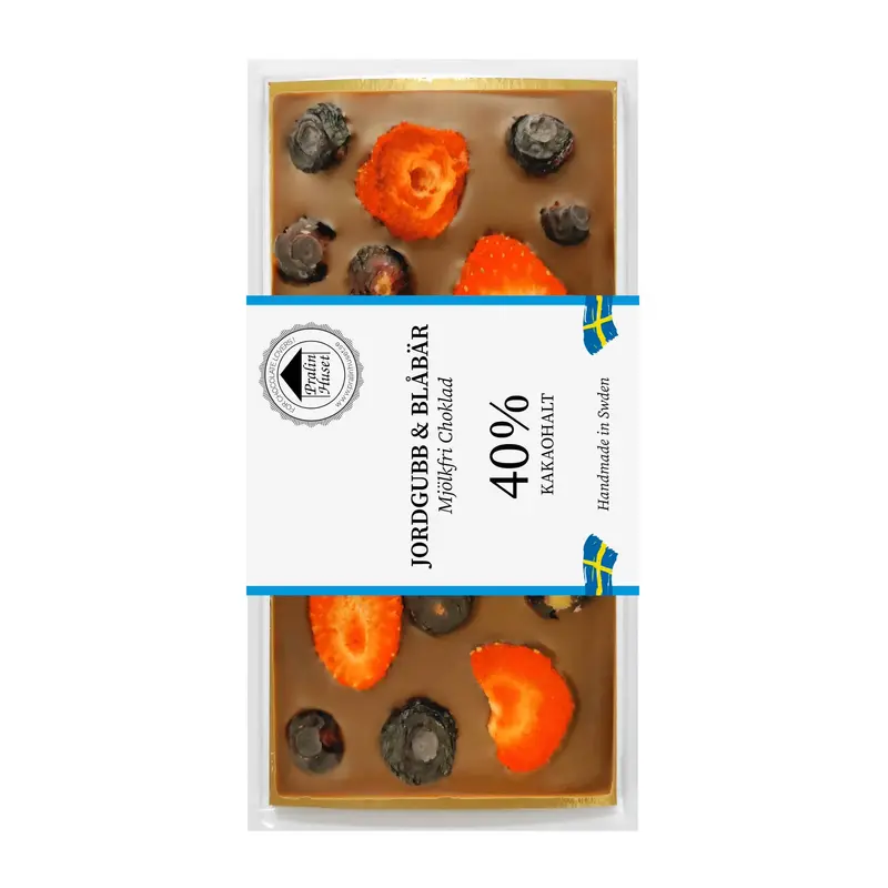 Mjölkfri Ljus Choklad med hallon och båbär, 100G, Pralinhuset