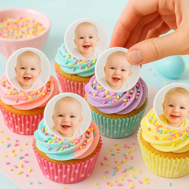 Muffinsbild ätbar Eget motiv Rund