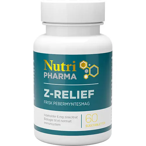 NutriPharma Z-Relief sugtabletter - Frisk Pepparmyntsmak | 60 tabletter
