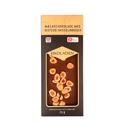 Økoladen Choklad Mjölk M. Rostade Hasselnötter Økologisk | 75 g