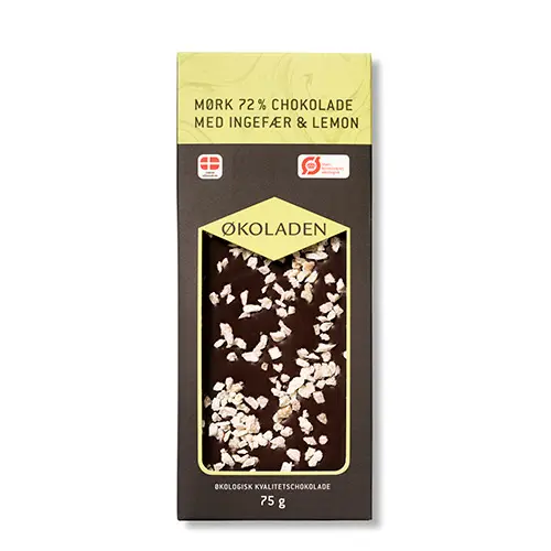 Økoladen Choklad Mörk Økologisk 72% | Ingefära/lemon