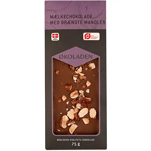 Økoladen Mjölkchoklad med brända mandlar Økologisk | 75 g