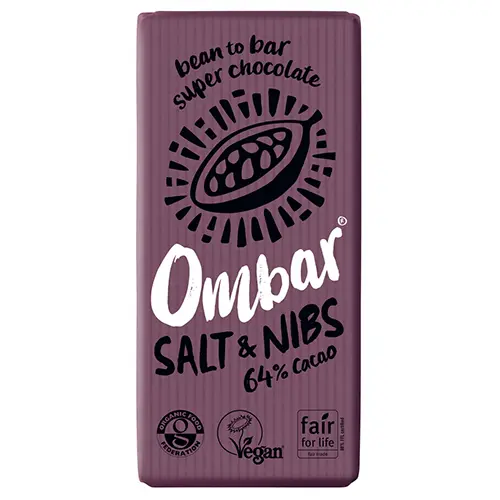 Ombar Bar Ekologisk | Salt & Kakaonibs 64% Kakao