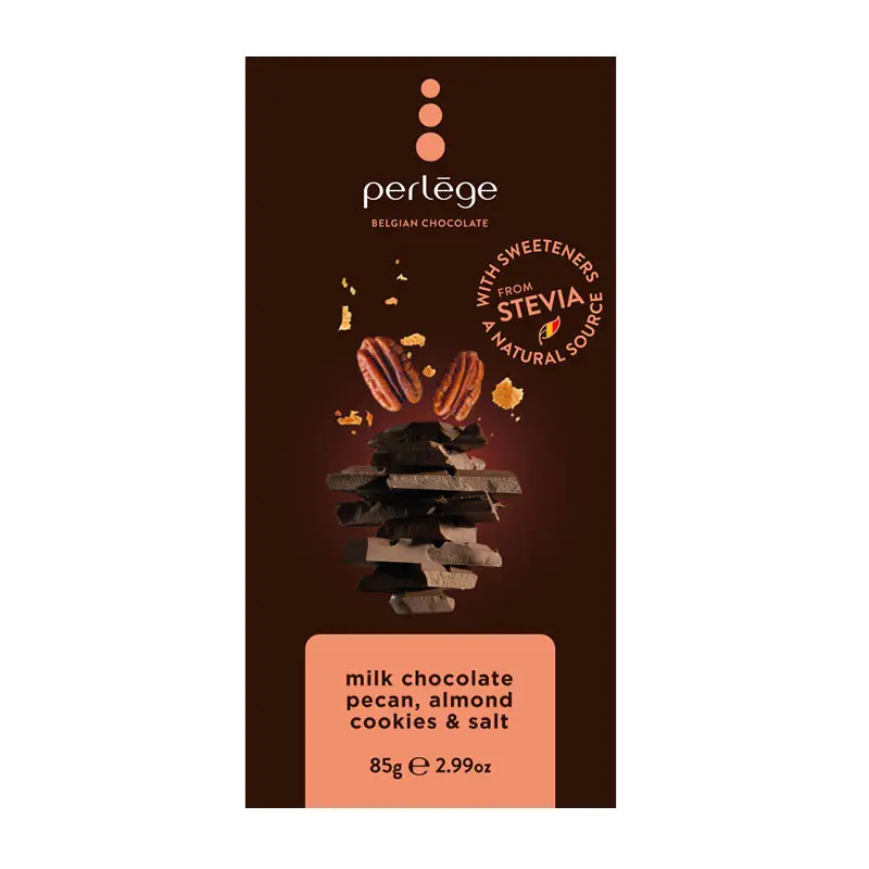 Perlege Mjölkchoklad Med Pecannötter, Mandelkakor & Salt 85g