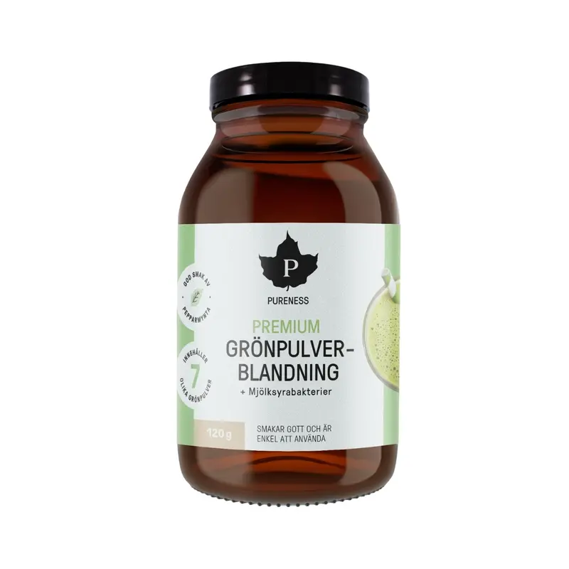 Premium Grönpulverblandning + Mjölksyrabakterier 120 g - Pureness
