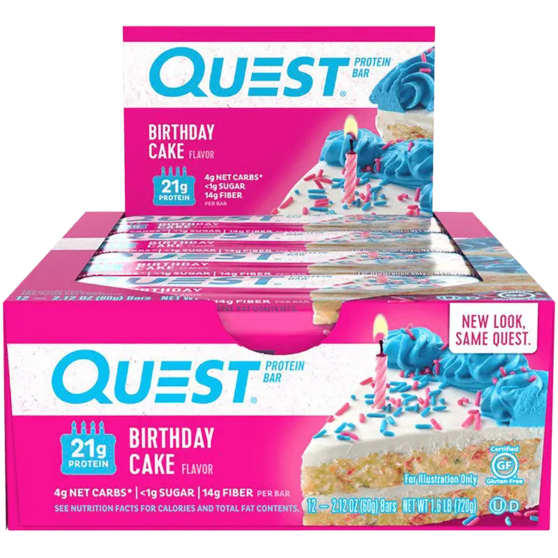 Quest Protein Bar Birthday Cake - 12x60g.
