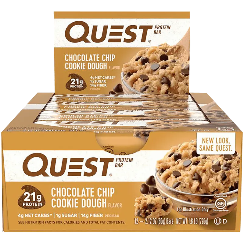 Quest Protein Bar Chocolate Chip Cookie Dough - 12x60g.