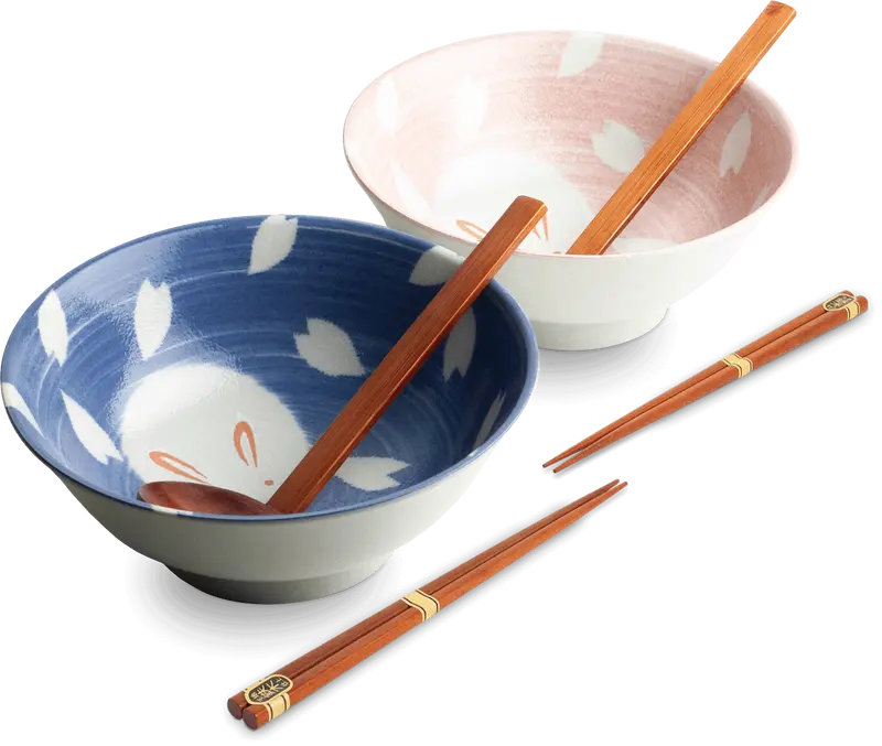 Ramen skålsset i rosa och blå. Storlek