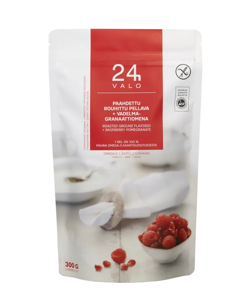 Rostat krossat linfrö + hallon-granatäpple, 300 g
