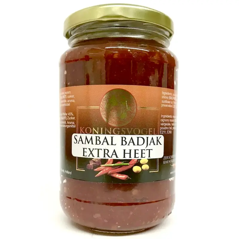 Sambal Badjak Extra Het 375g, Koningsvogel