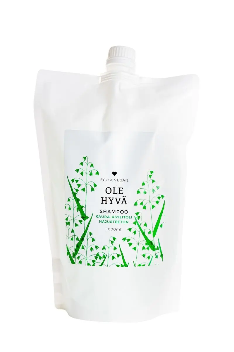 Schampo, havre-xylitol, doftfri, 1000 ml påfyllningspåse