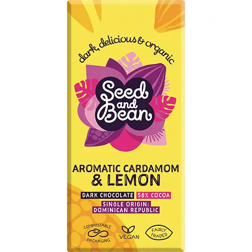 Seed & Bean Mörkchoklad 58% Med Citron & Kardemumma Ekologisk | 75 g