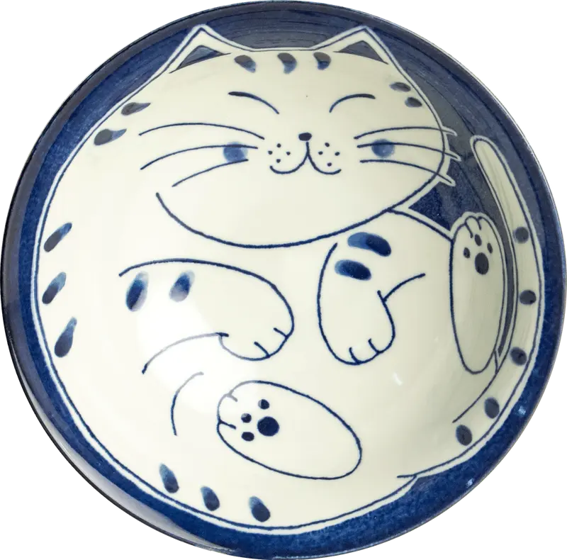 Skål med röd katt-motiv. Storlek