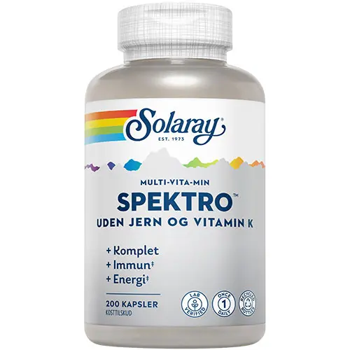 Solaray Spektro Multi-Vitamin uden jern og vit. K. | 200 kapslar