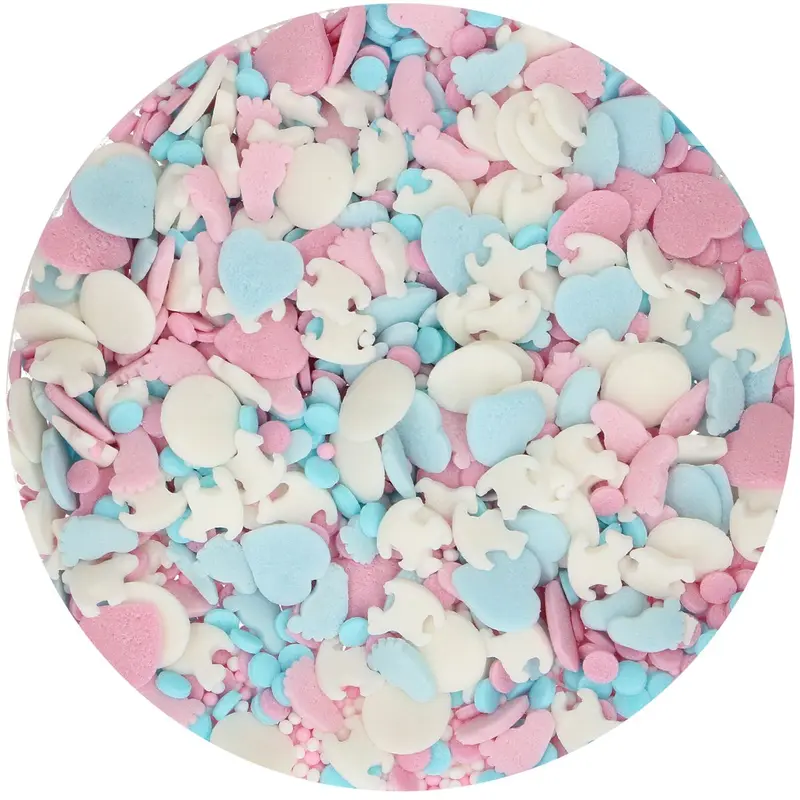 Strössel Gender reveal Rosa blå vit