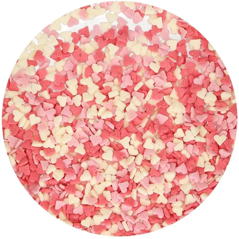 Strössel Hjärtan mini Röd rosa vit