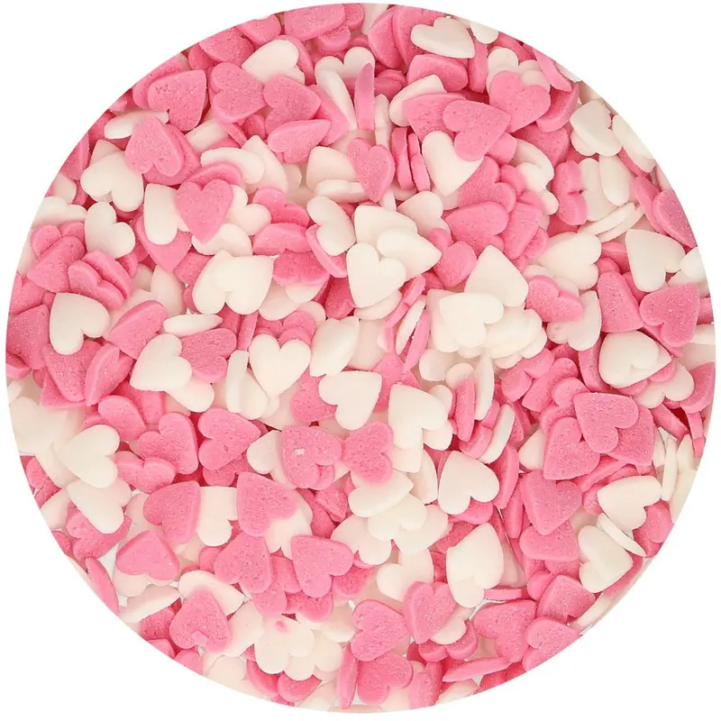 Strössel Hjärtan Rosa vit
