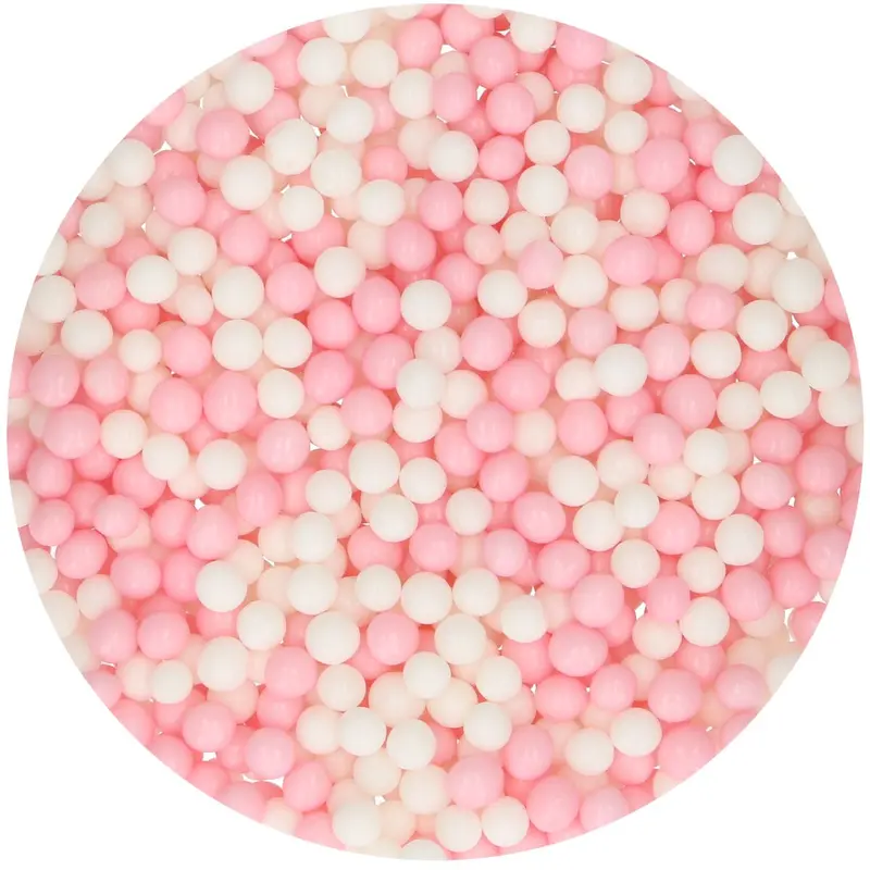 Strössel Pärlor medium Rosa vit