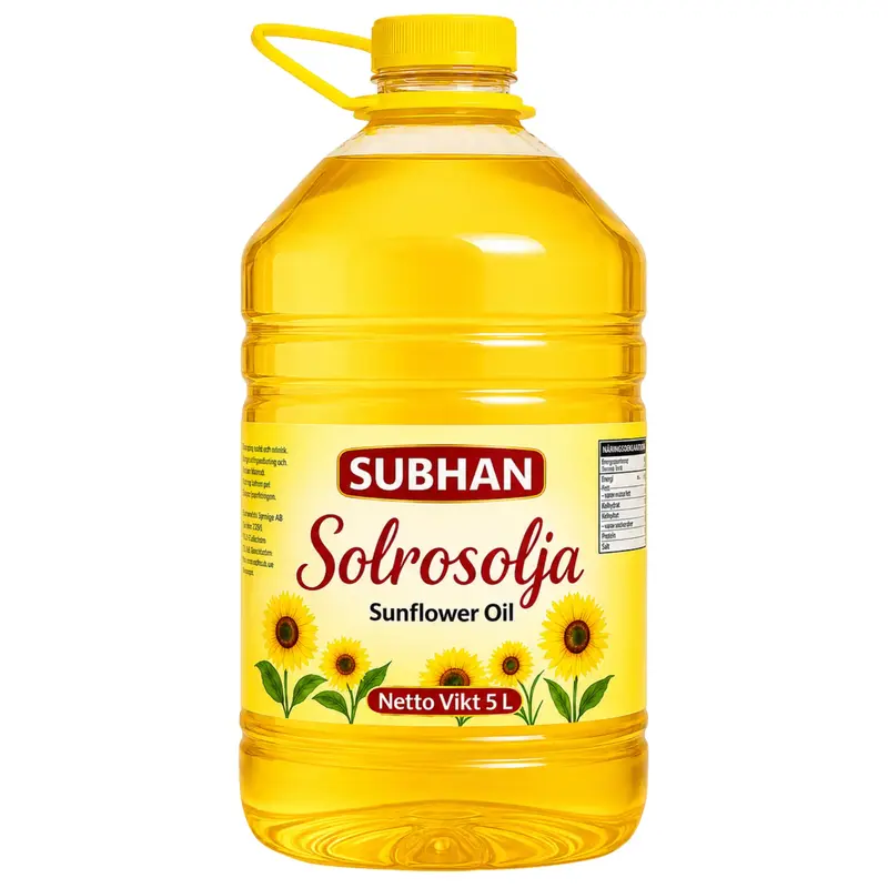 Subhan Solrosolja 5L – Ren, Neutral & Värmebeständig Matlagningsolja