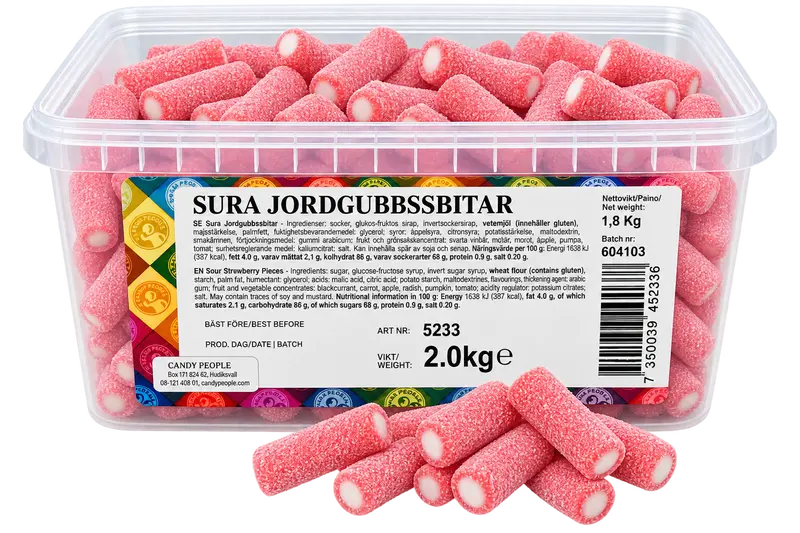 Sura Jordgubbsbitar 2 kg Storpack
