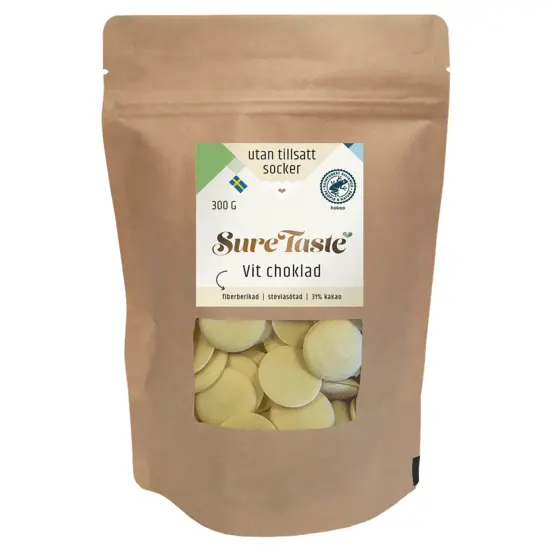 Sure Taste Pellets Vit Choklad sockerfri 300g