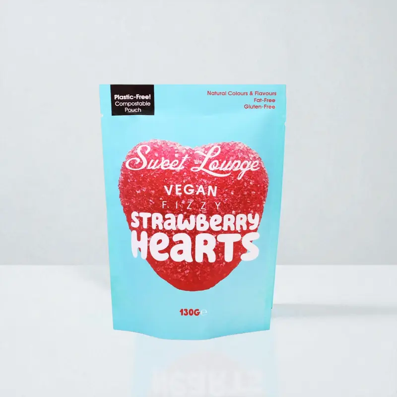 Sweet Lounge - Vegan Fizzy Strawberry Hearts (plastfri) 130g