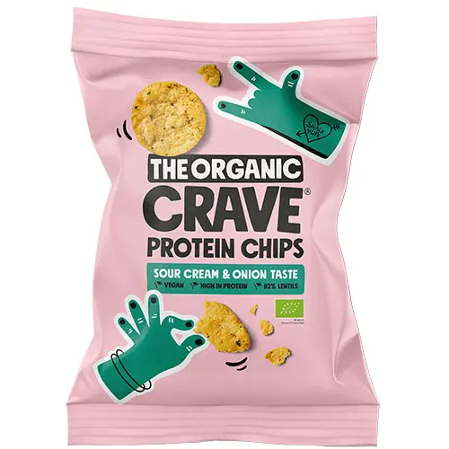 The Organic Crave Veganska proteinchips med sour cream & onion Ekologisk | 75 g