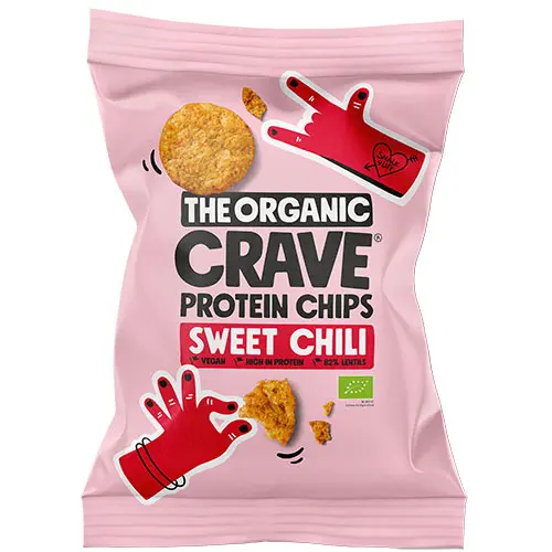 The Organic Crave Veganska proteinchips med sweet chili Ekologisk | 75 g