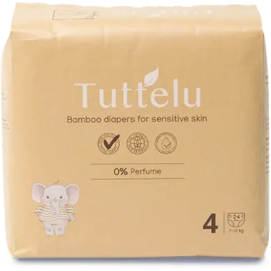 Tuttelu Bambusblöjor för känslig hud | Stl. 4, 7–11 kg