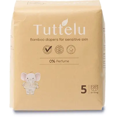 Tuttelu Bambusblöjor för känslig hud | Stl. 5, 10–14 kg