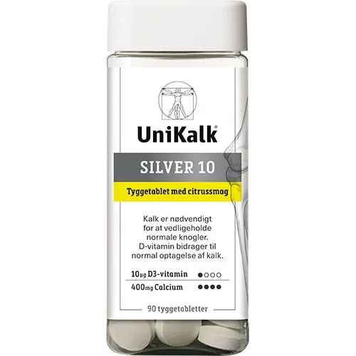 Unikalk Silver 10 Tuggtabletter med Citrus | 90 tabletter