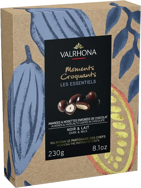 Valrhona Chokladdragerade Mandlar och Hasselnötter Valrhona 230g
