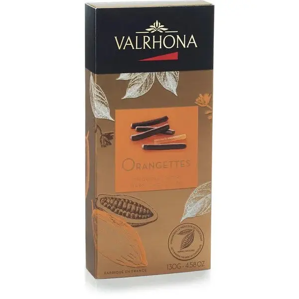 Valrhona Chokladöverdragna kanderade apelsinskal 130g