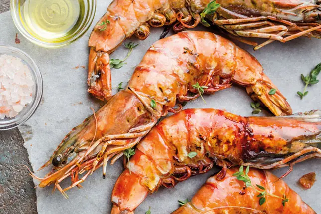 Vildfångade Gambas Kokta