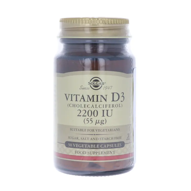 Vitamin D3, cholecalciferol, 2200IU (55µg), 15 g, 50 vegetabiliska kapslar