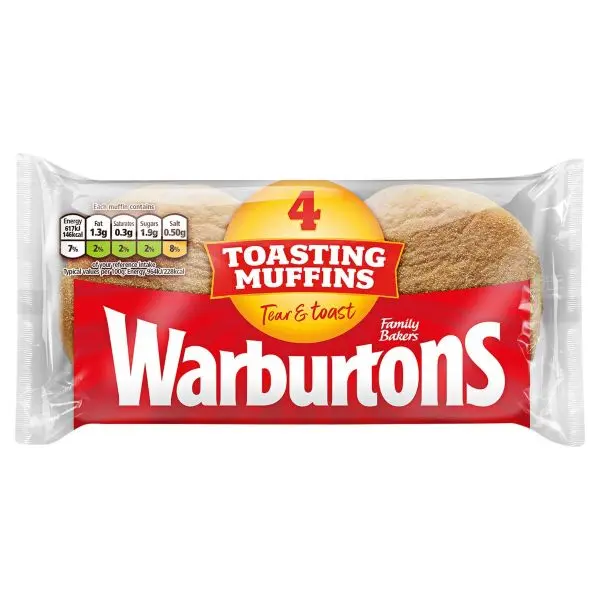 WARBURTONS ENGLISH MUFFINS 4 PACK 250G