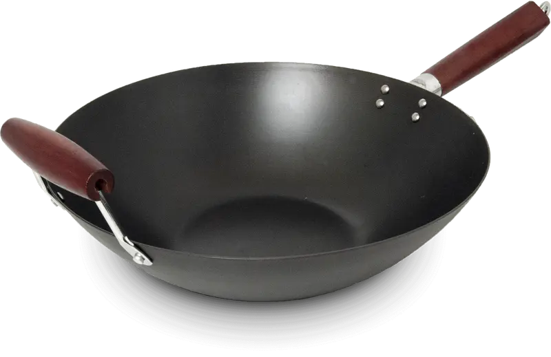 Wok med handtag i kolstål. Storlek